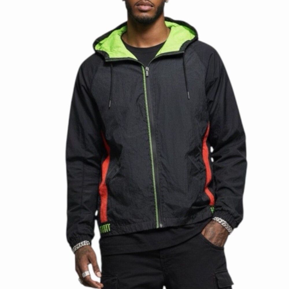 Nike Sport Clash Dri-FIT Men's M Black Red Neon Green Windbreaker Zip Sportswear